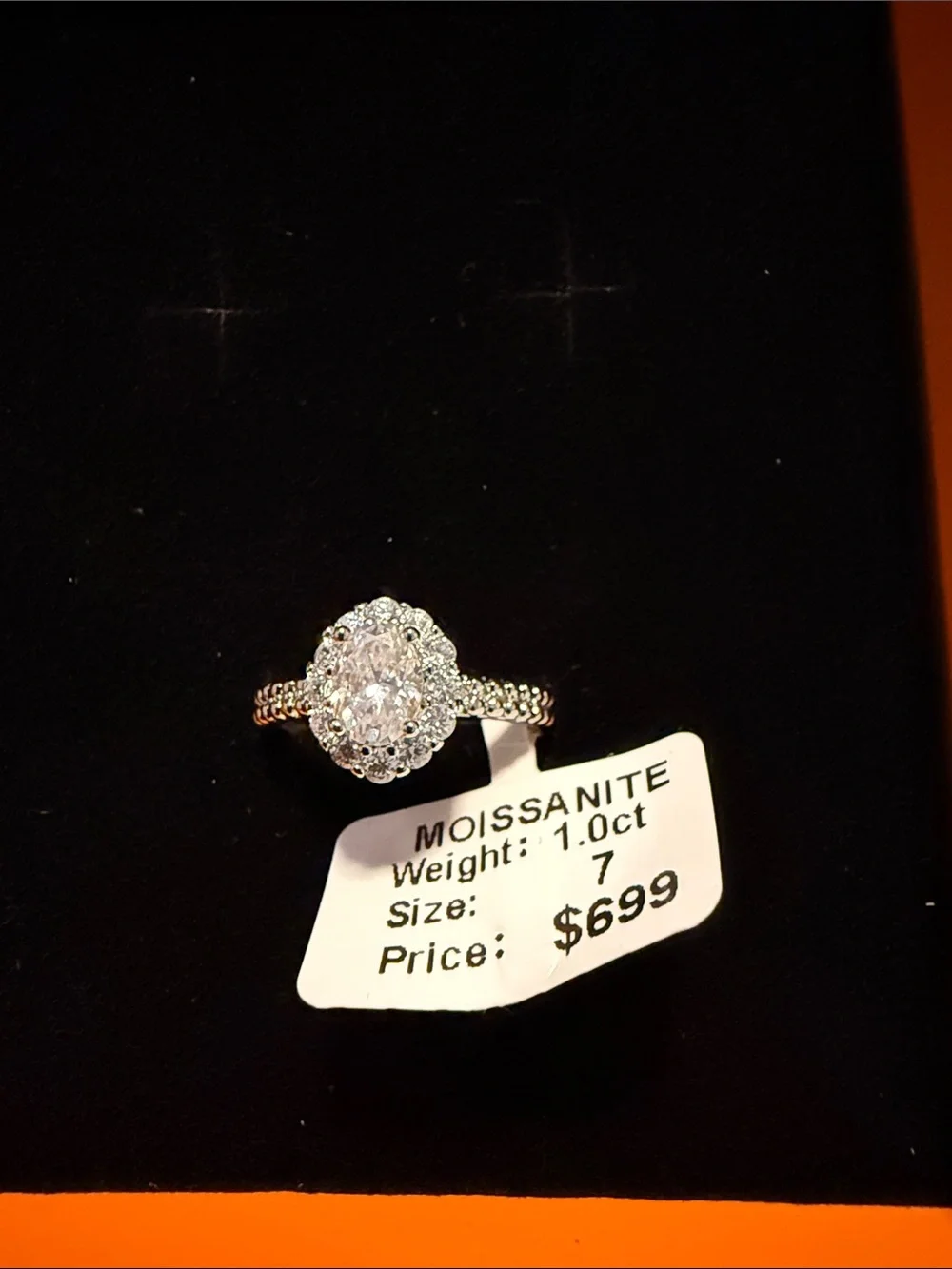 Moissanite Oval Halo Ring 1ct size 7